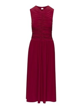 Aritzia Wilfred Fosette Dress Ruched Dark Ruby Red Women's XS